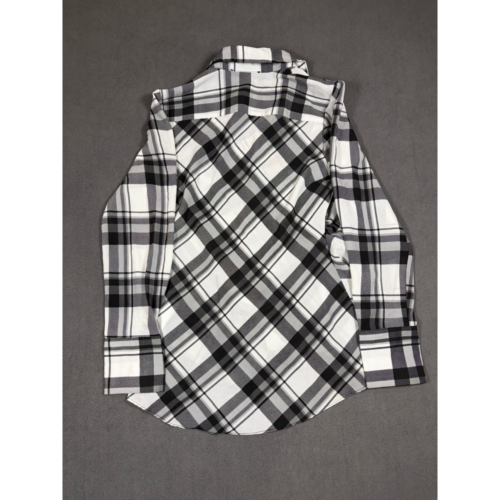 Laundry by Shelli Segal Blouse Womens Medium Black White Plaid Surplice Front - Picture 2 of 8